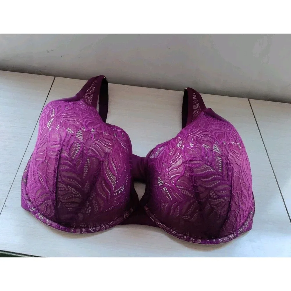 ThirdLove Feather Lace Plunge Underwire Push Up Bra Berry Crush Women's Sz 38G - Picture 3 of 10